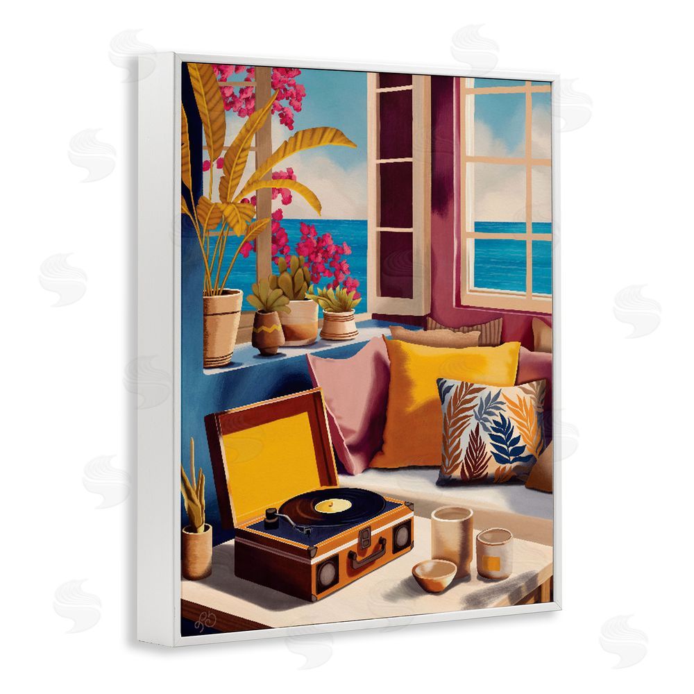 Lisa R Dumm Boho Vacation By The Sea White Framed Giclee Wall Art Print