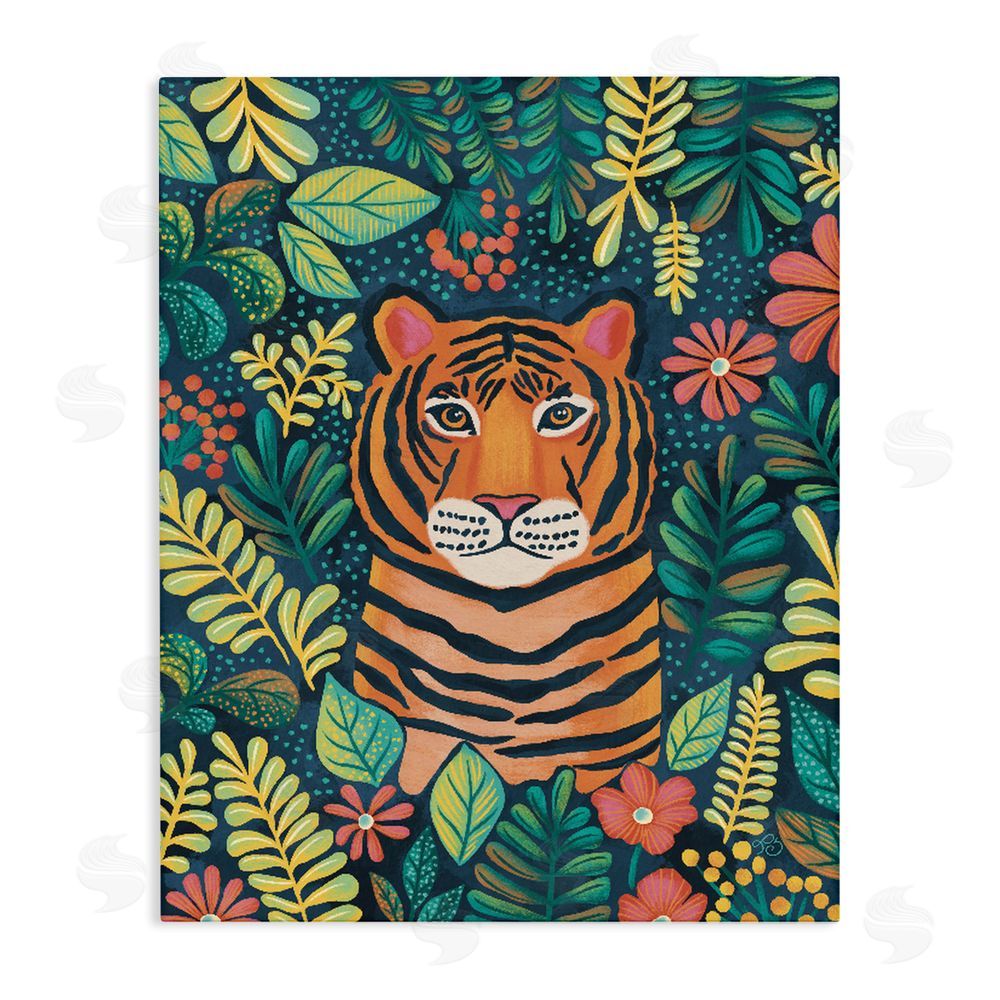 Lisa R Dumm Exotic Leaf Pattern Tiger Stretched Canvas Wall Art