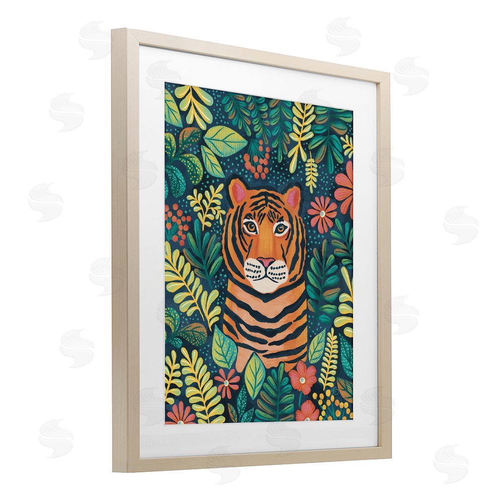 Lisa R Dumm Exotic Leaf Pattern Tiger Brown Framed Print Under Glass Wall Art