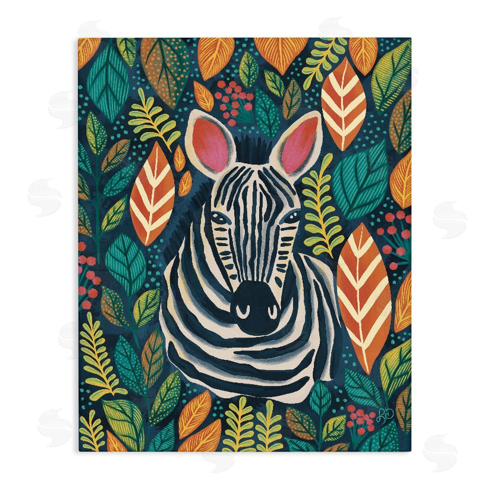 Lisa R Dumm Exotic Leaf Pattern Zebra Stretched Canvas Wall Art