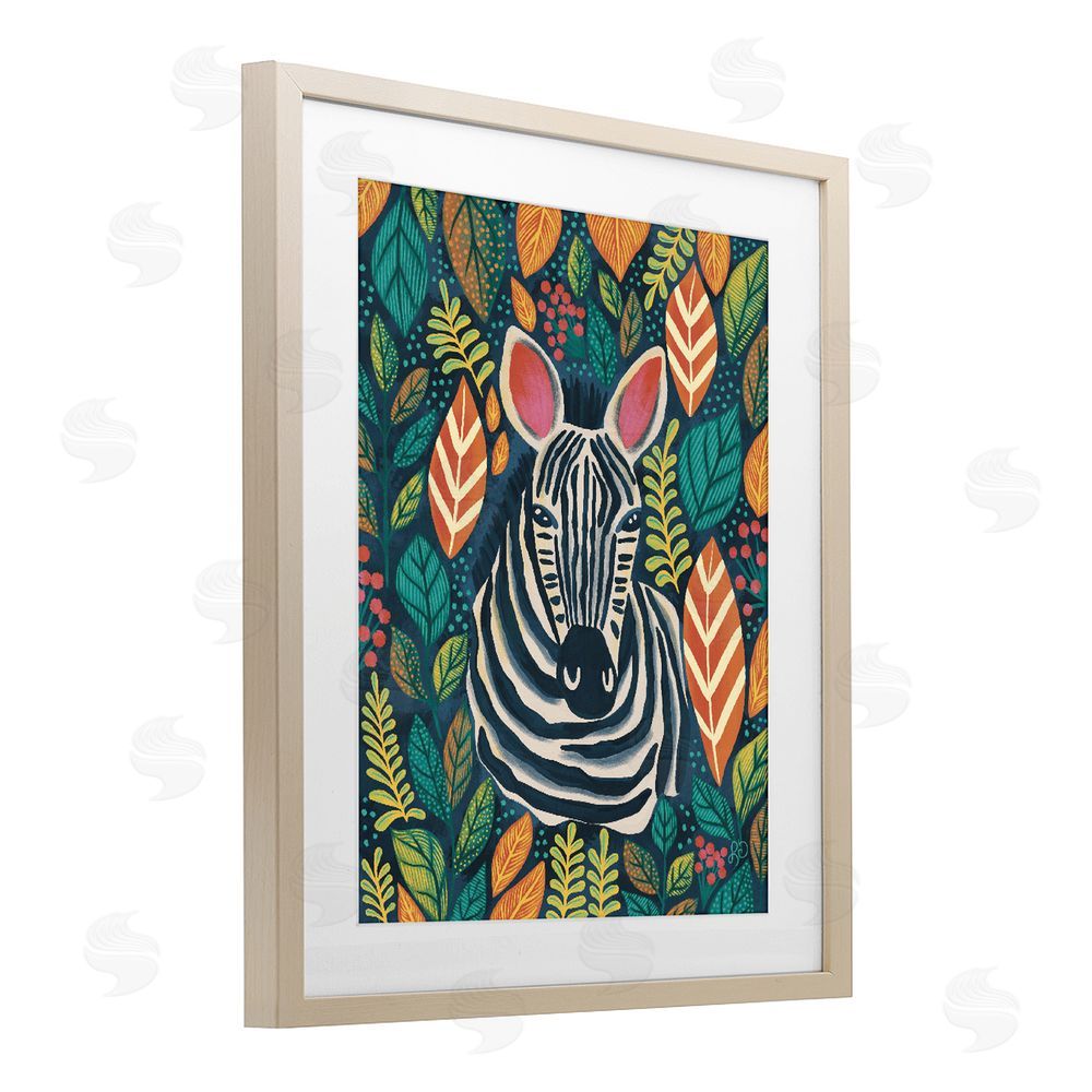 Lisa R Dumm Exotic Leaf Pattern Zebra Brown Framed Print Under Glass Wall Art