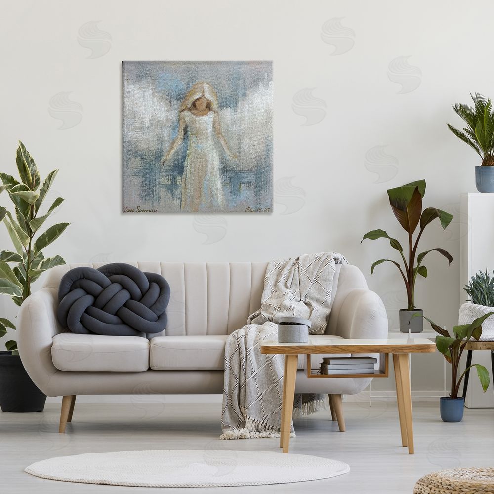 Linda Sperruzzi Ethereal Peace Angel Stretched Canvas Wall Art in Room
