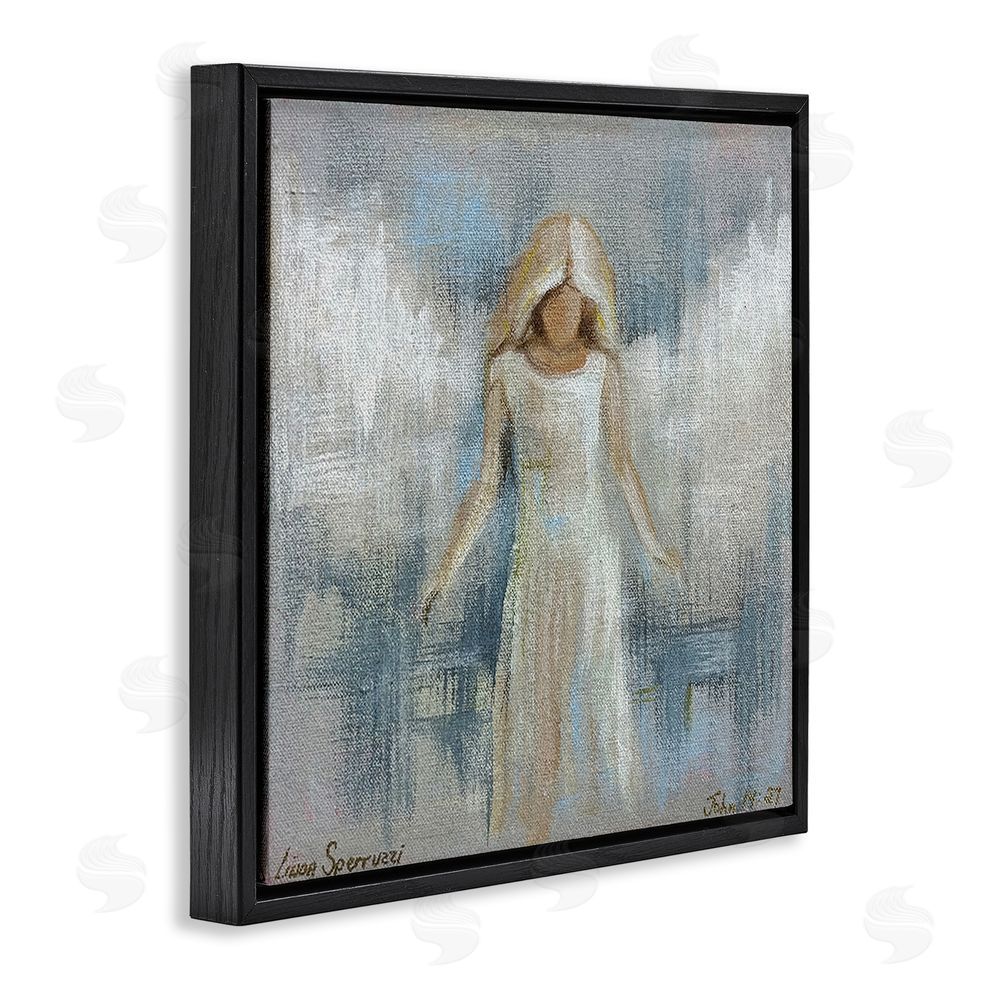 Linda Sperruzzi Ethereal Peace Angel Black Floating Framed Canvas Wall Art