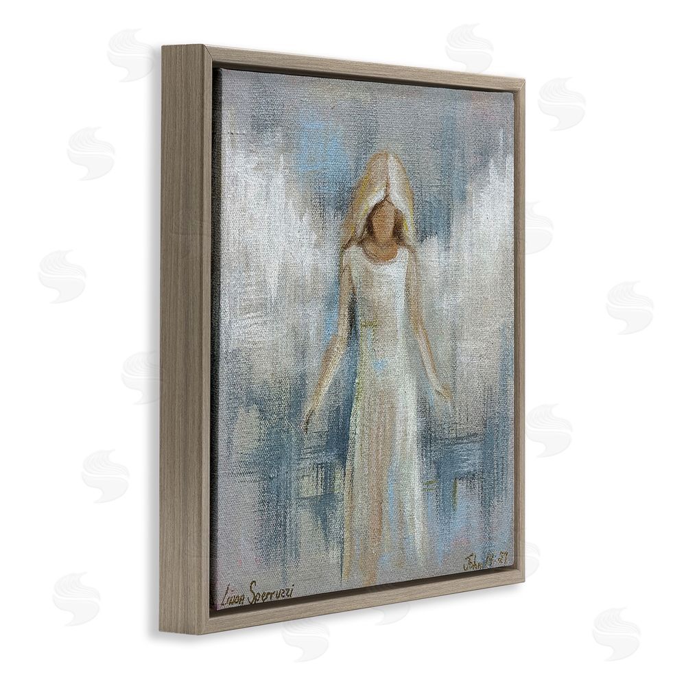 Linda Sperruzzi Ethereal Peace Angel Brown Floating Framed Canvas Wall Art