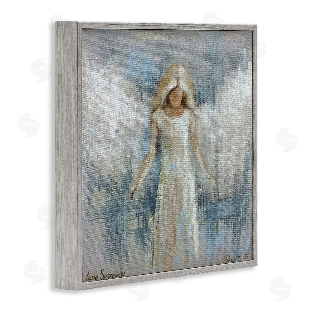 Linda Sperruzzi Ethereal Peace Angel Gray Framed Giclee Wall Art