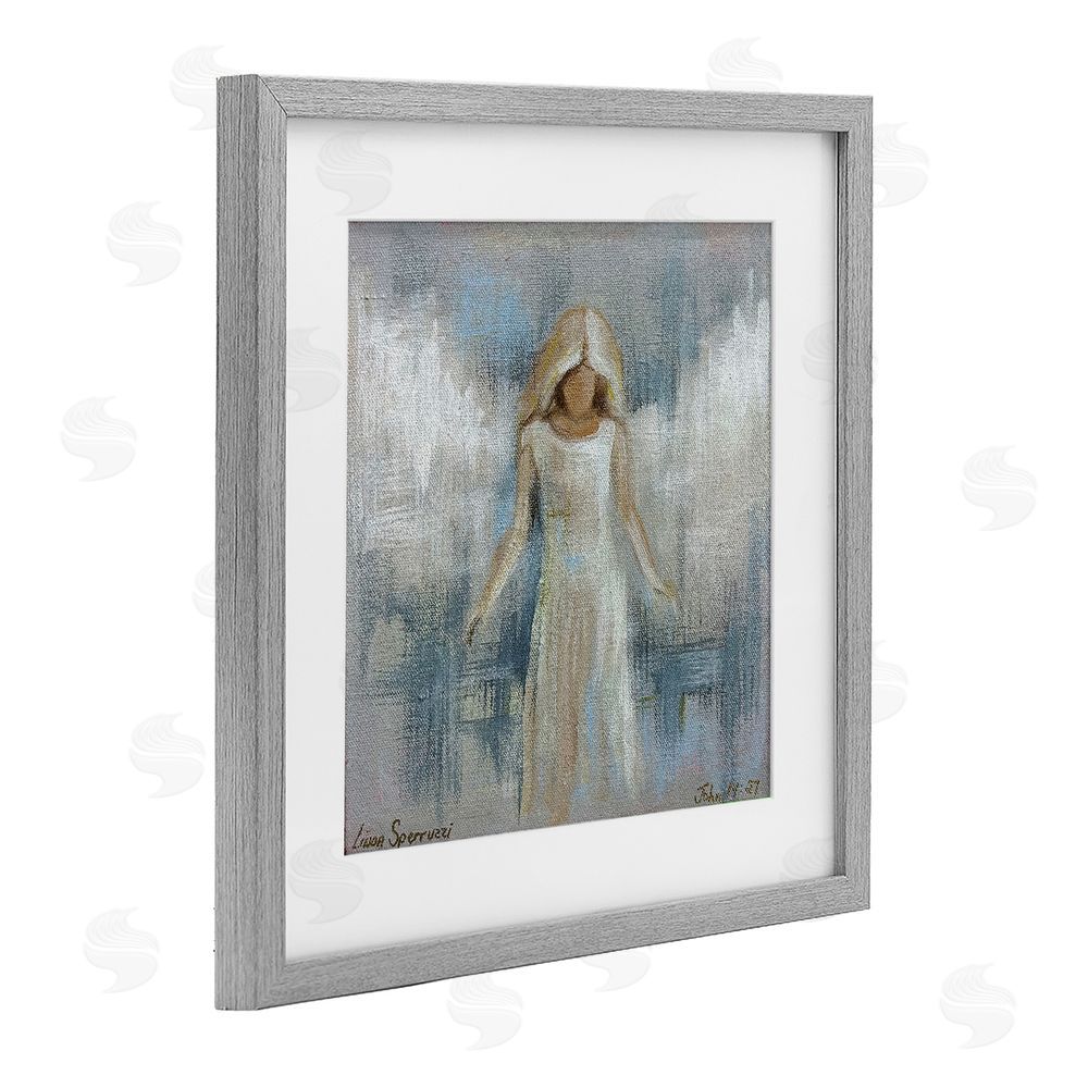 Linda Sperruzzi Ethereal Peace Angel Gray Framed Print Under Glass Wall Art