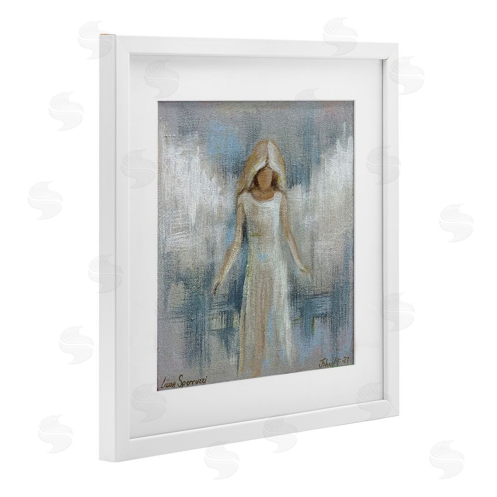 Linda Sperruzzi Ethereal Peace Angel White Framed Print Under Glass Wall Art