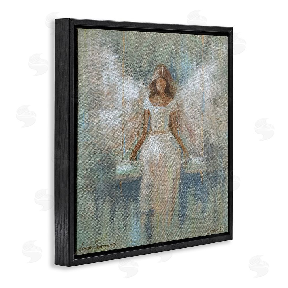 Linda Sperruzzi Dreamlike Restful Angel Black Floating Frame Canvas Wall Art Print