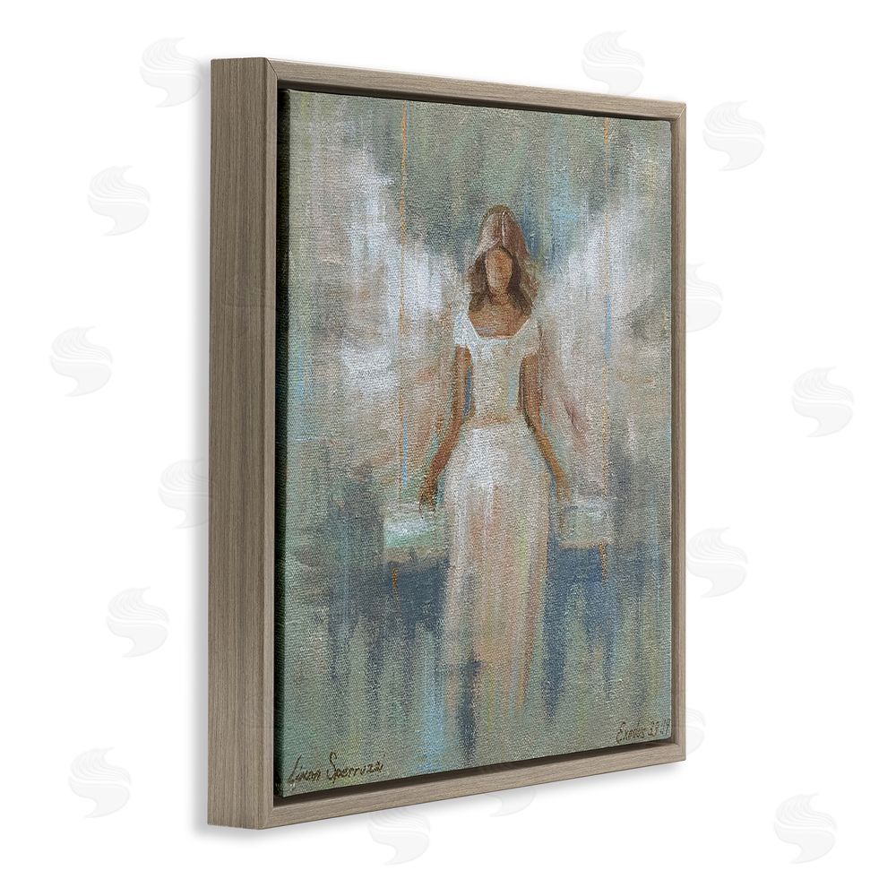 Linda Sperruzzi Dreamlike Restful Angel Brown Floating Frame Canvas Wall Art Print