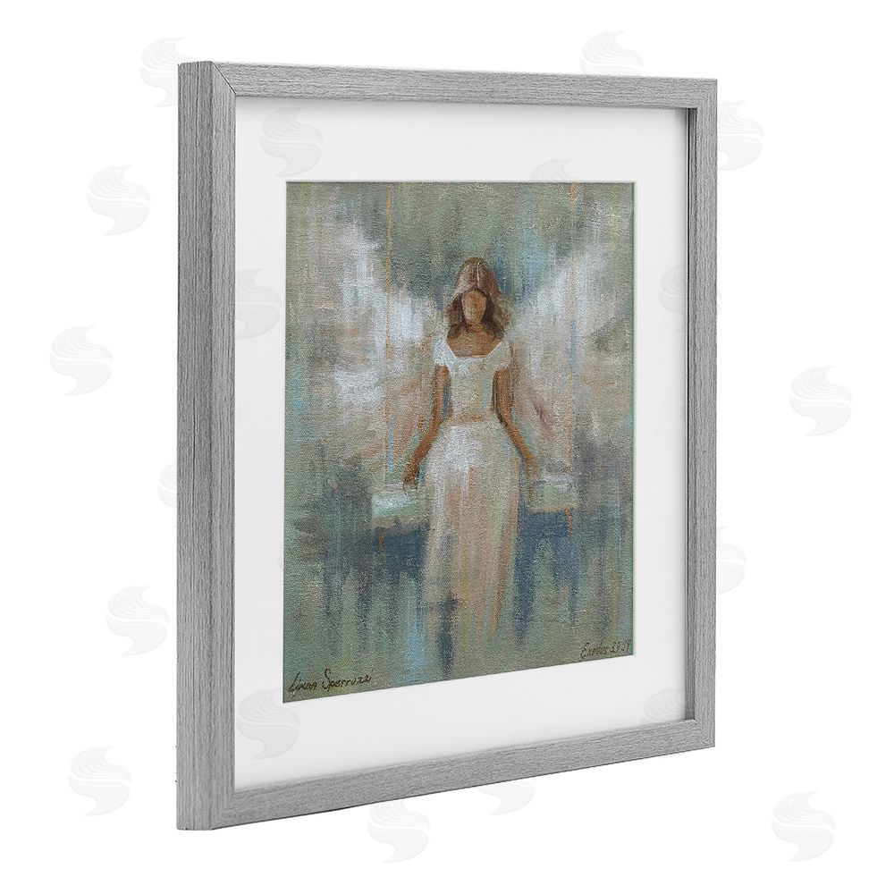 Linda Sperruzzi Dreamlike Restful Angel Gray Framed Print Under Glass Wall Art