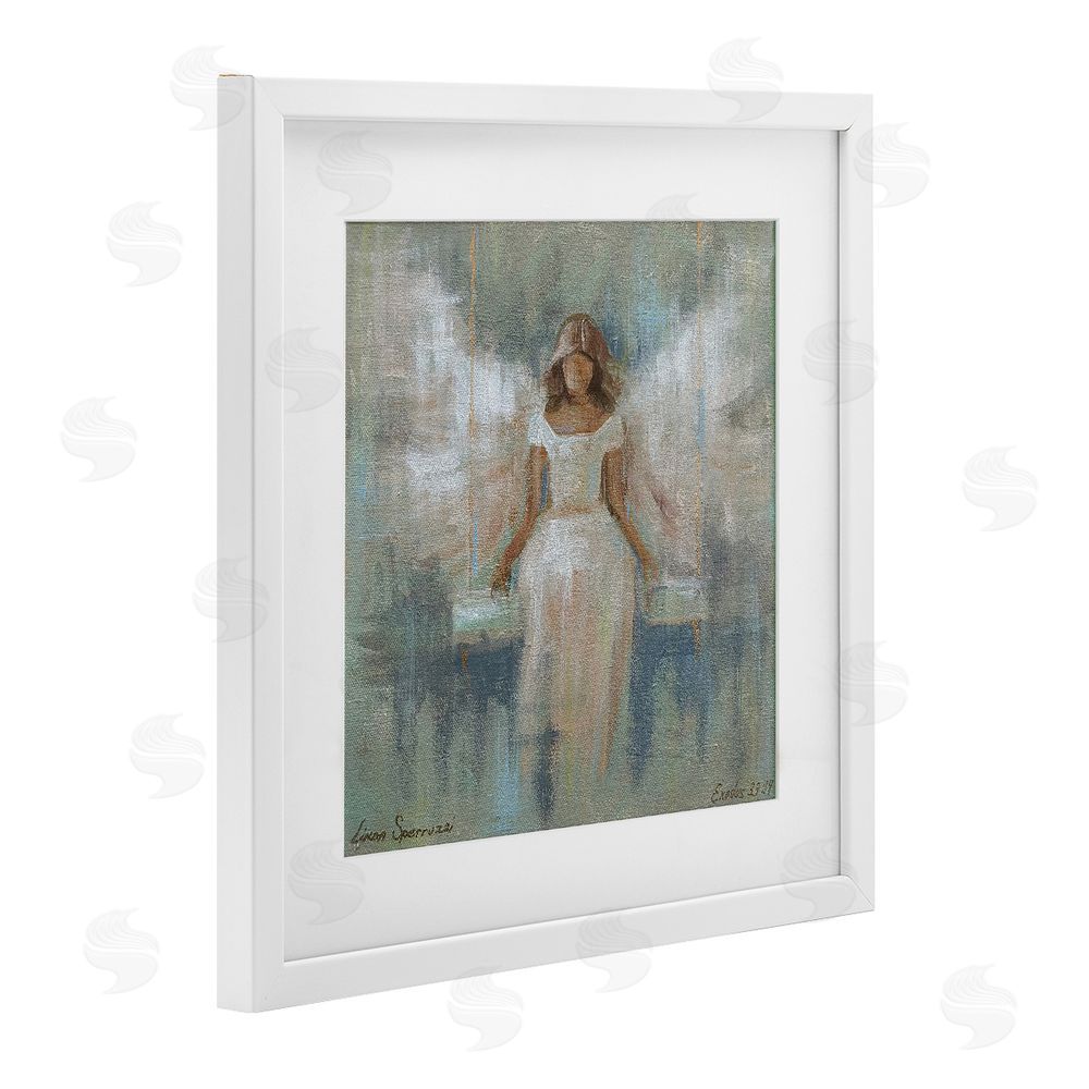 Linda Sperruzzi Dreamlike Restful Angel White Framed Print Under Glass Wall Art