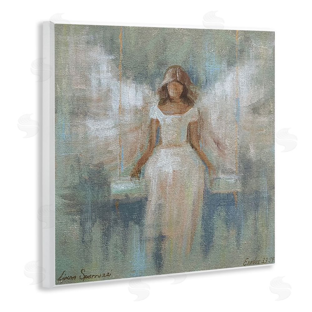 Linda Sperruzzi Dreamlike Restful Angel Wall Plaque with Fixed Lithograph Print