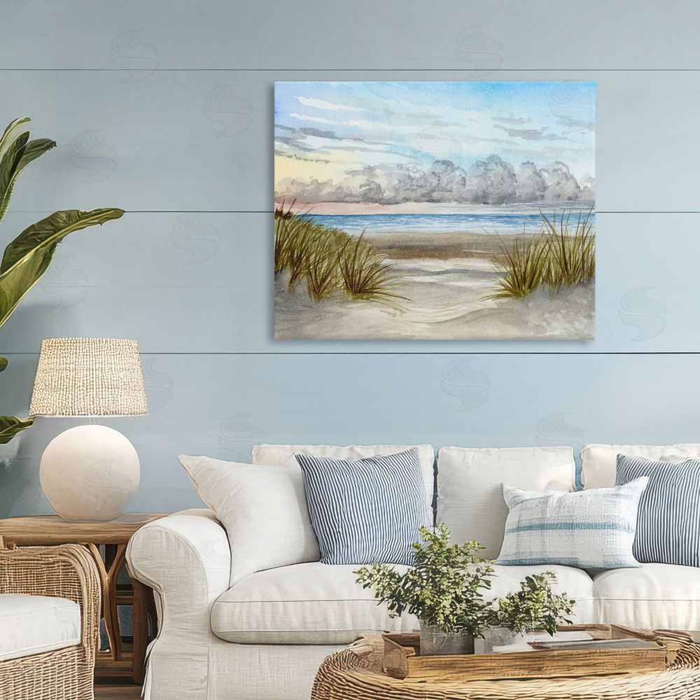 Brett Blumenthal Between The Beach Grasses Stretched Canvas Wall Art in Room