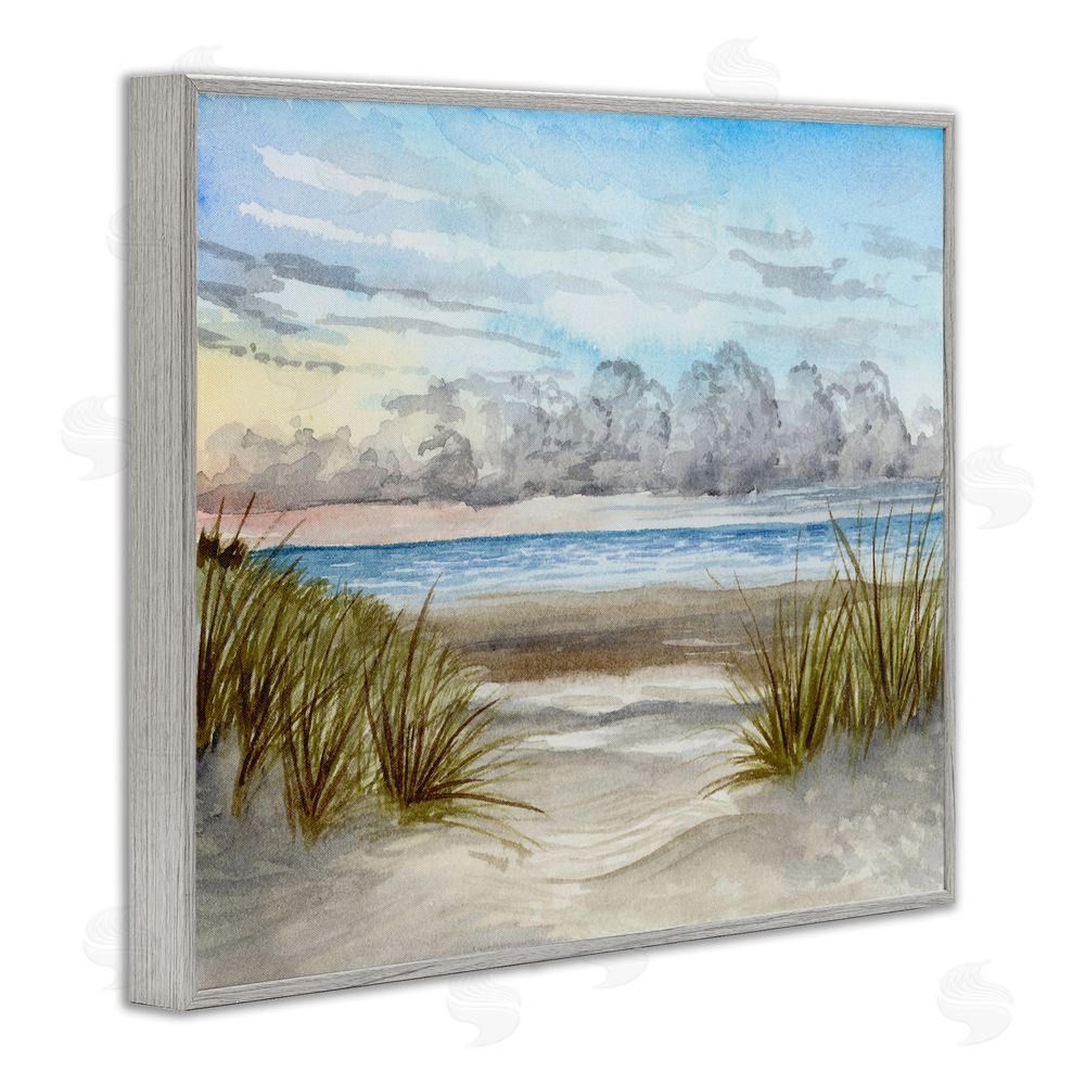 Brett Blumenthal Between The Beach Grasses Gray Framed Giclee Wall Art Print