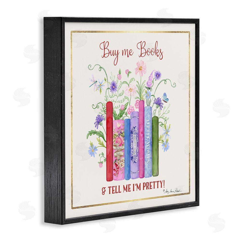Audrey Jeanne Roberts Buy Me Books Charming Phrase Black Framed Giclee Wall Art Print