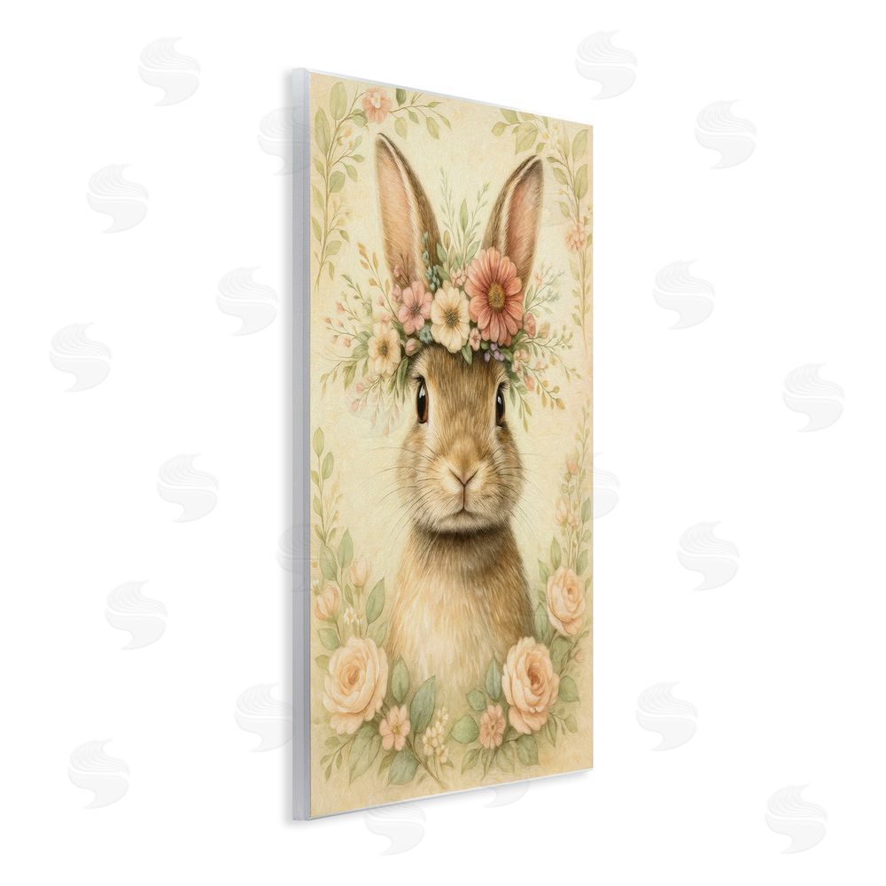 Kelley Parker Blossom Crowned Bunny Wooden Wall Plaque Art Print
