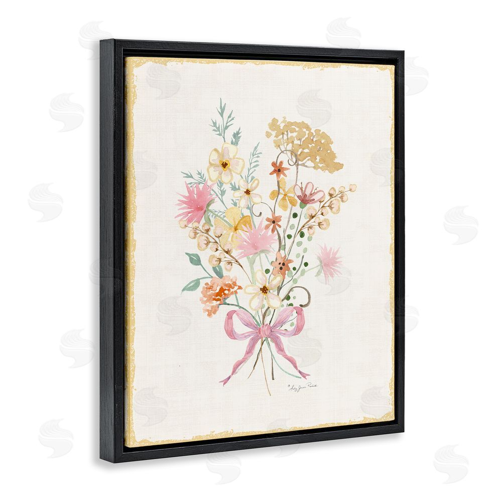 Audrey Jeanne Roberts Cluster of Wild Blossoms Black Floating Frame Canvas Wall Art Print