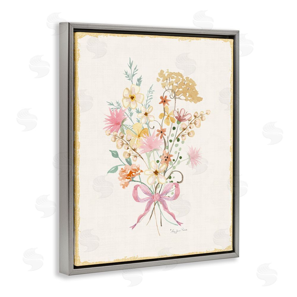 Audrey Jeanne Roberts Cluster of Wild Blossoms Gray Floating Frame Canvas Wall Art Print