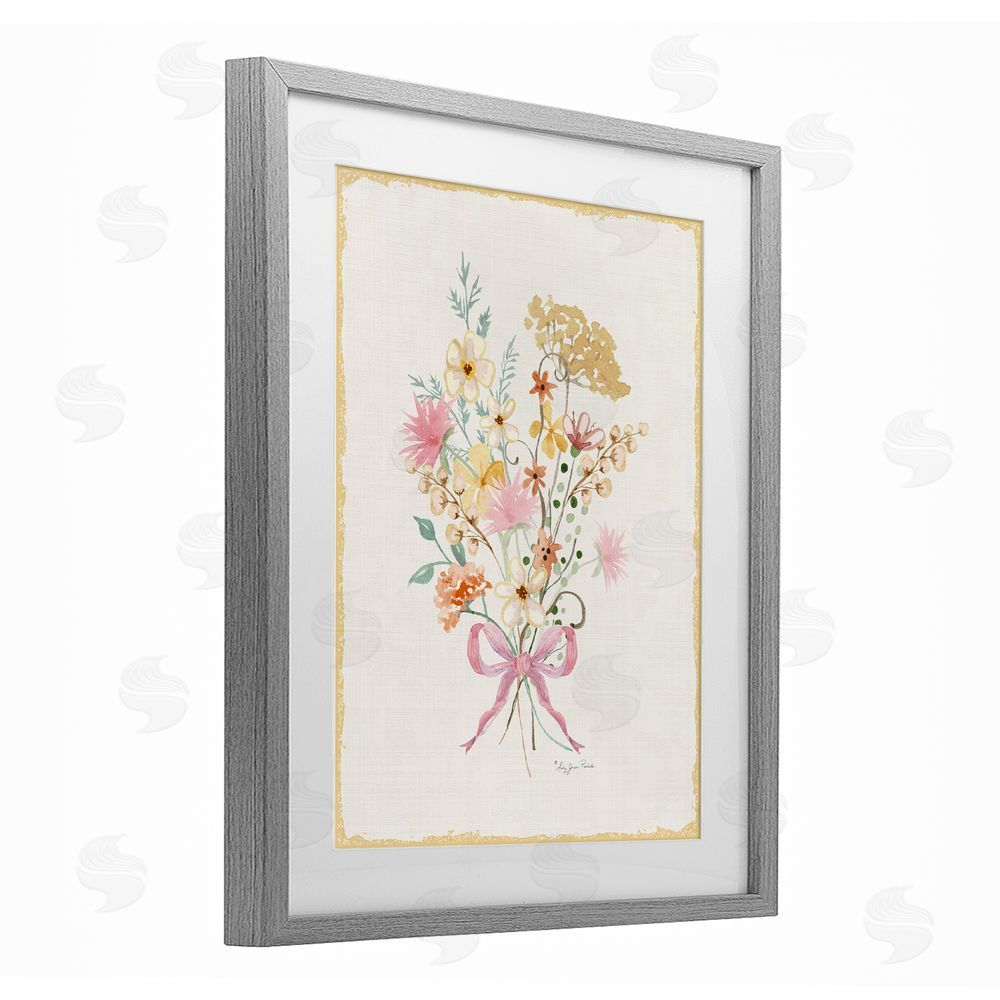Audrey Jeanne Roberts Cluster of Wild Blossoms Gray Framed Print Under Glass Wall Art