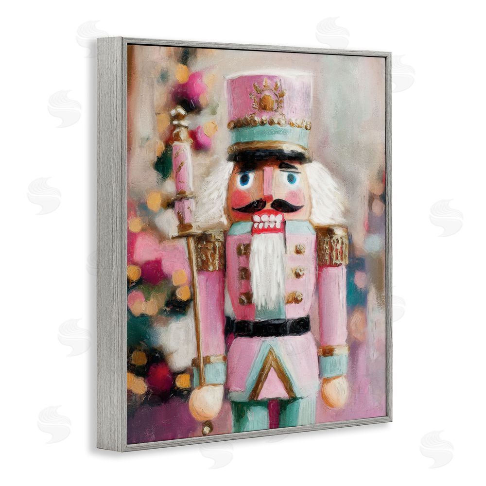 Nina Blue Blush Pink Nutcracker Gray Framed Giclee Wall Art Print