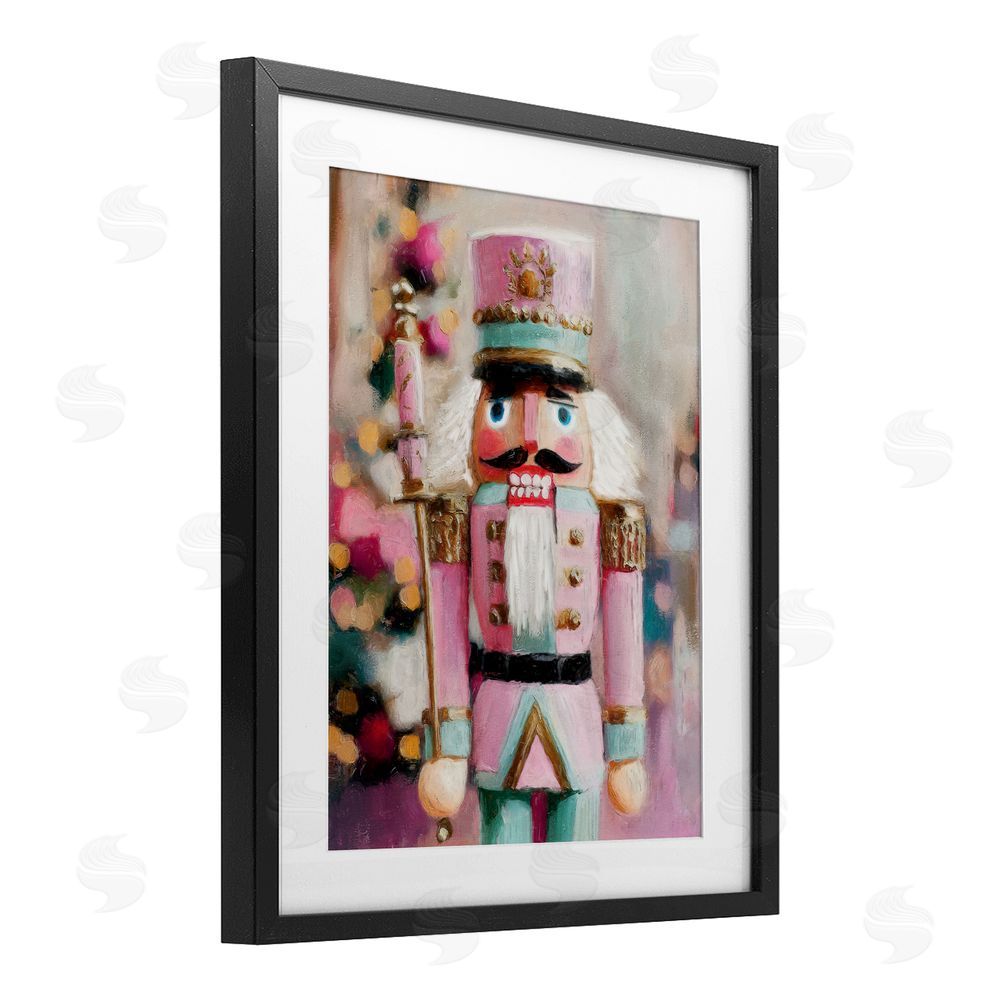 Nina Blue Blush Pink Nutcracker Black Framed Print Under Glass Wall Art