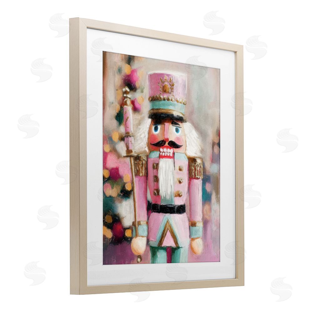 Nina Blue Blush Pink Nutcracker Brown Framed Print Under Glass Wall Art