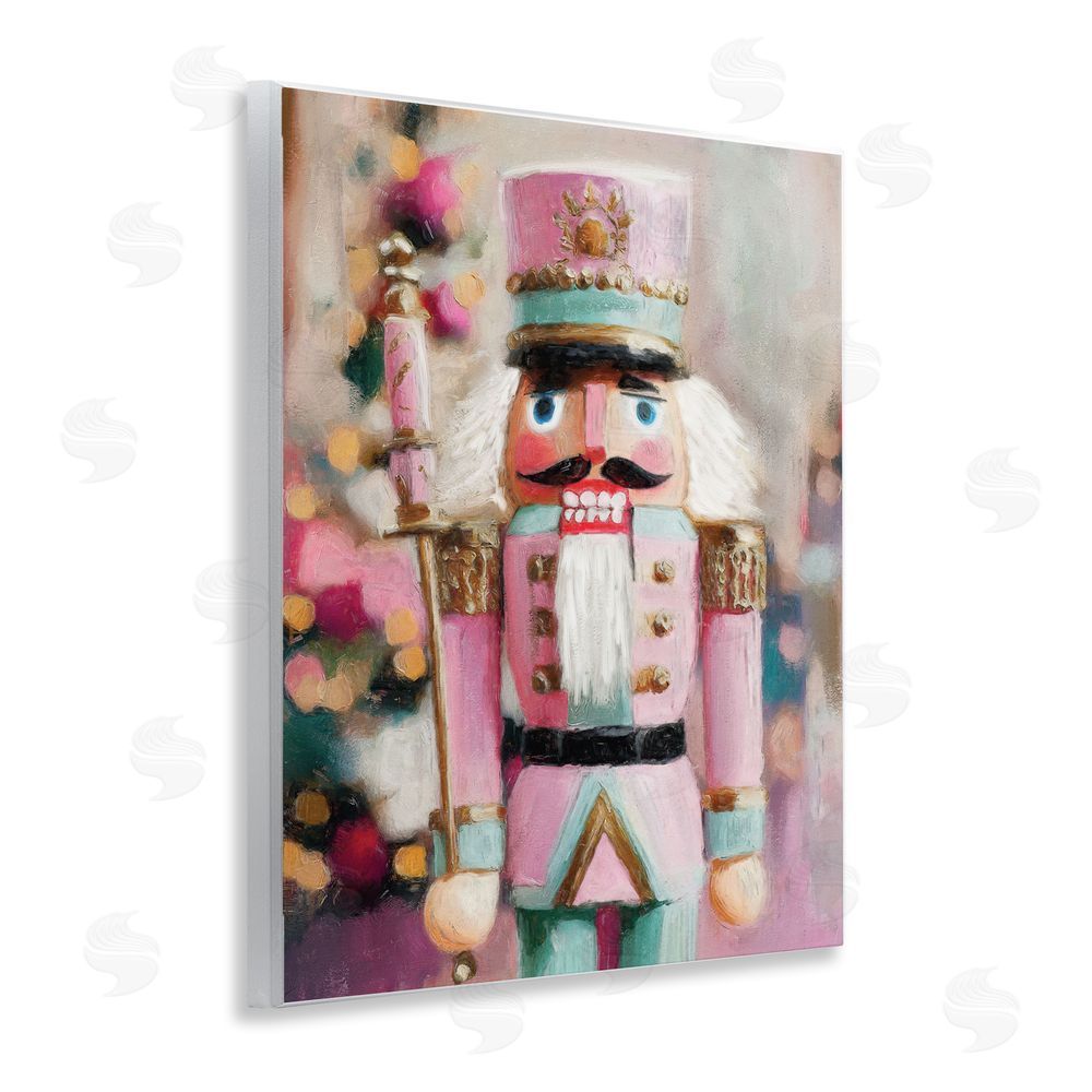 Nina Blue Blush Pink Nutcracker Wooden Wall Plaque Art Print