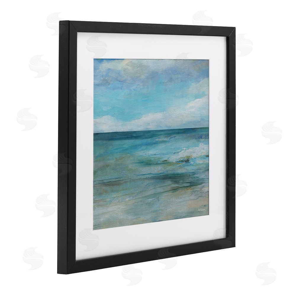 Carol Robinson Aqua Seascape Tranquility Black Framed Print Under Glass with Matting Wall Art