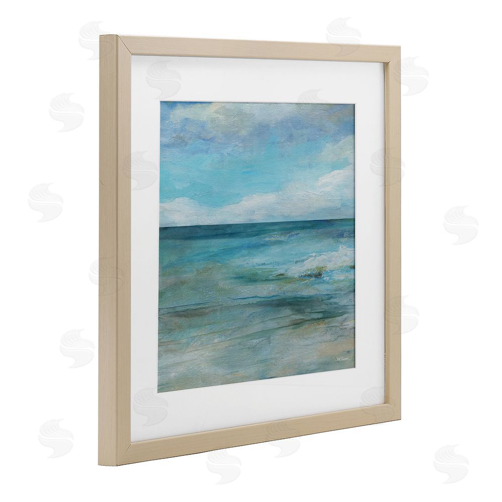 Carol Robinson Aqua Seascape Tranquility Brown Framed Print Under Glass with Matting Wall Art