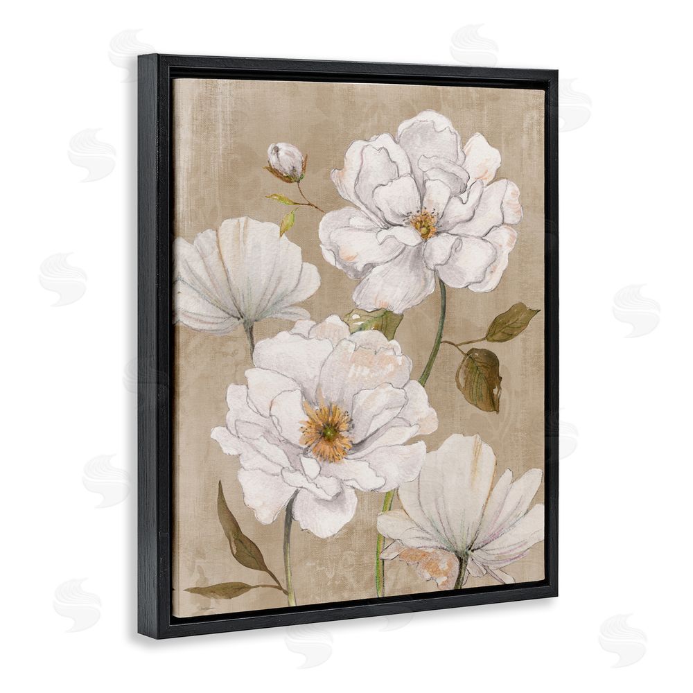 Carol Robinson Rustic Magnolia Blooms Black Floating Framed Canvas Wall Art Print
