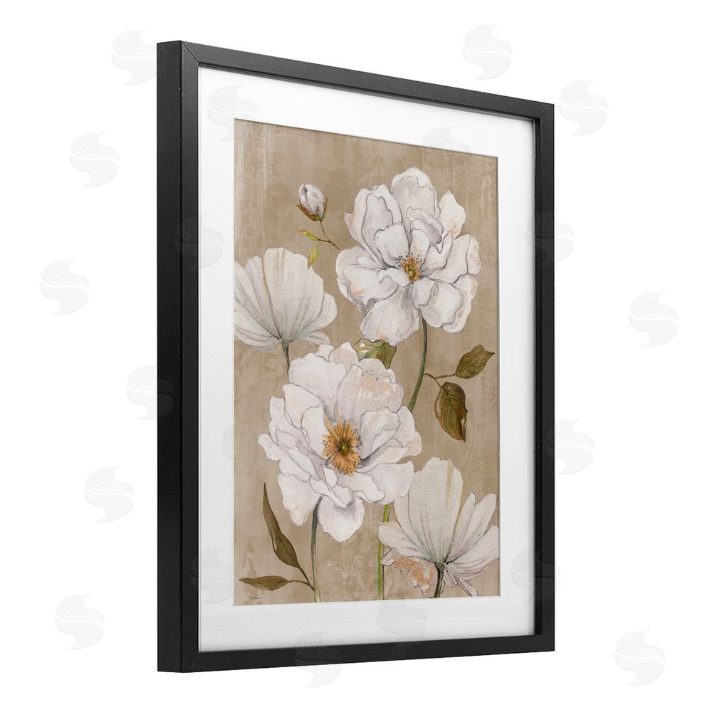 Carol Robinson Rustic Magnolia Blooms Black Framed Print Under Glass with White Mat Wall Art
