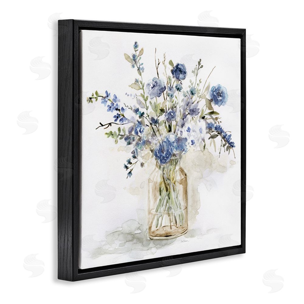 Carol Robinson Spring Floral Dollops Black Floating Framed Canvas Wall Art Print