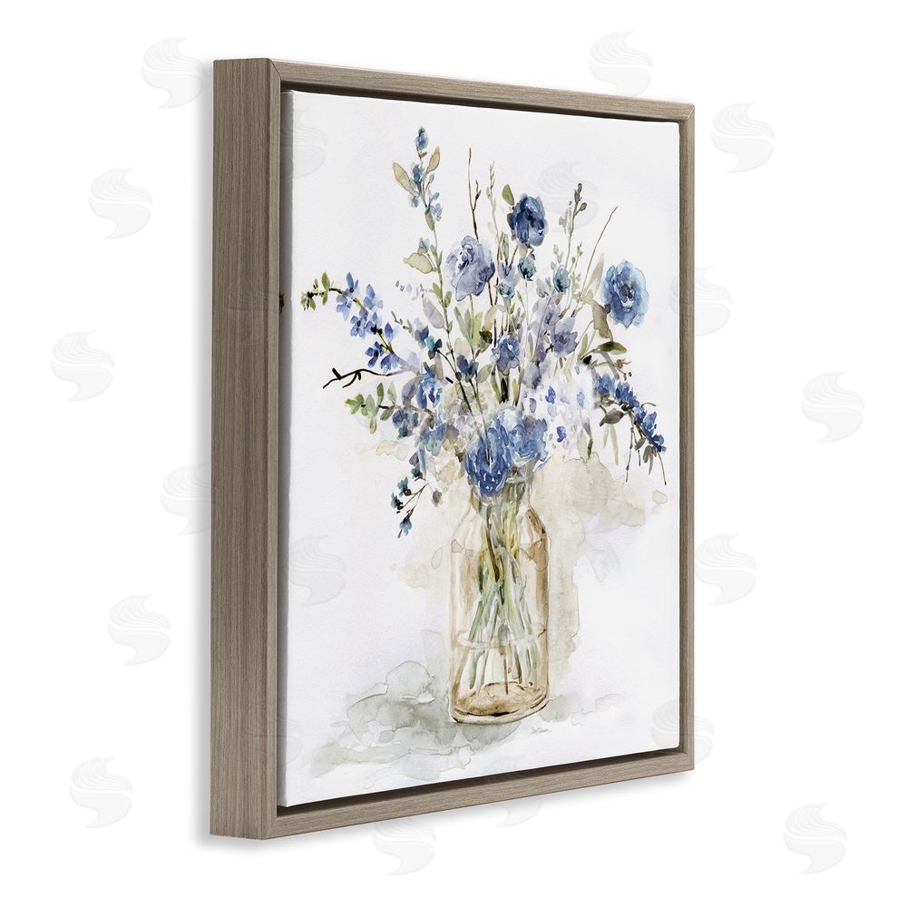 Carol Robinson Spring Floral Dollops Brown Floating Framed Canvas Wall Art Print