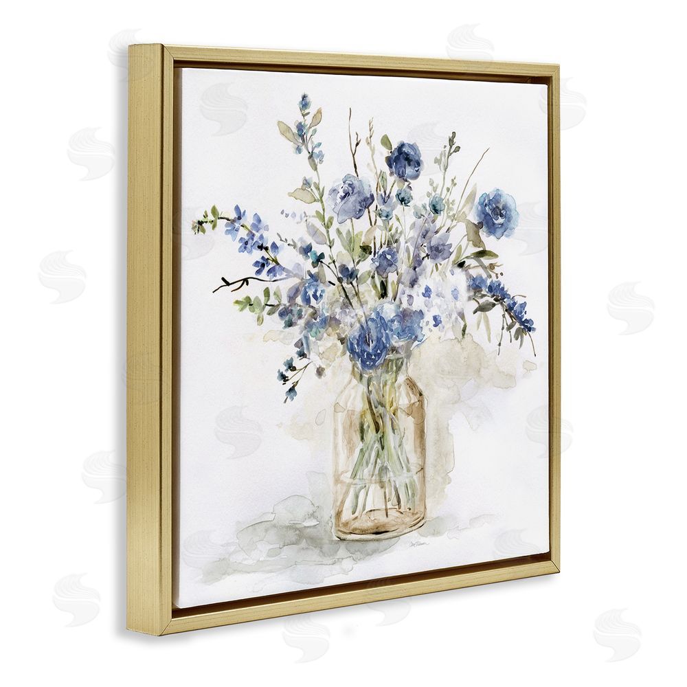 Carol Robinson Spring Floral Dollops Gold Floating Framed Canvas Wall Art Print