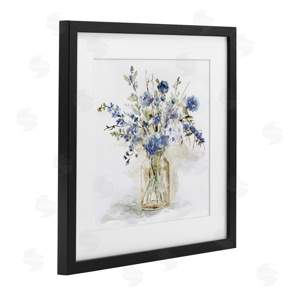 Carol Robinson Spring Floral Dollops Black Framed Print Under Glass with White Mat Wall Art