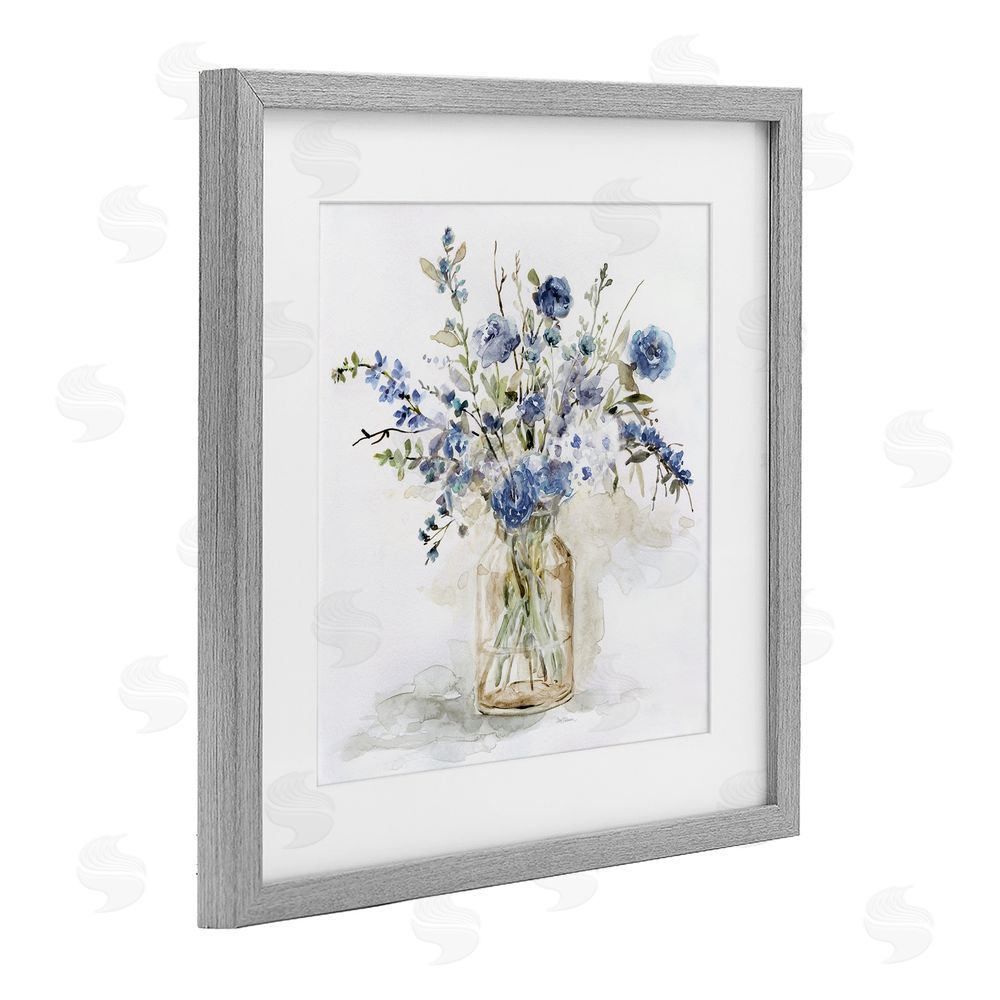Carol Robinson Spring Floral Dollops Gray Framed Print Under Glass with White Mat Wall Art