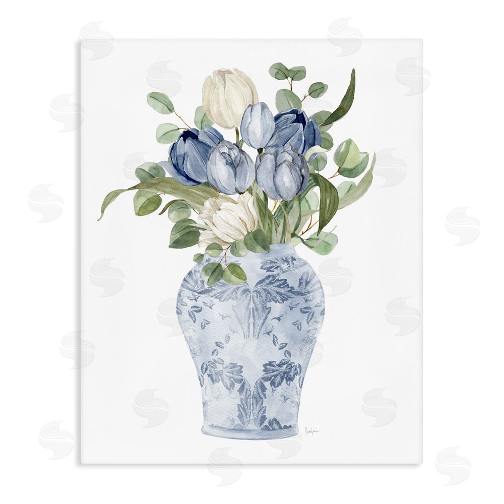 Livi Finn Tulips & Leaves Vase Stretched Canvas Wall Art Print