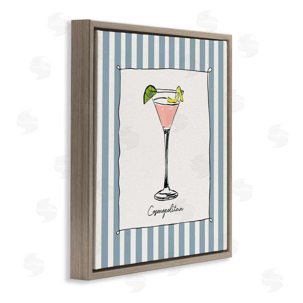 Susan Jill Cosmopolitan Summer Stripes Brown Floating Frame Canvas Wall Art Print