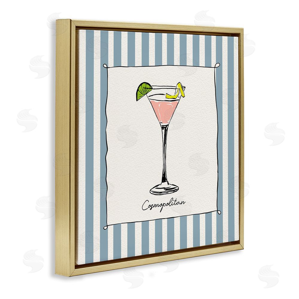 Susan Jill Cosmopolitan Summer Stripes Gold Floating Frame Canvas Wall Art Print