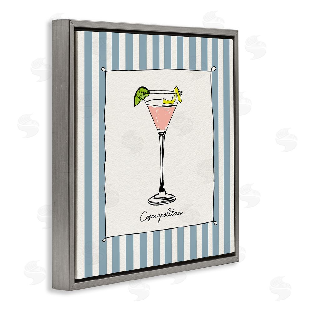 Susan Jill Cosmopolitan Summer Stripes Gray Floating Frame Canvas Wall Art Print