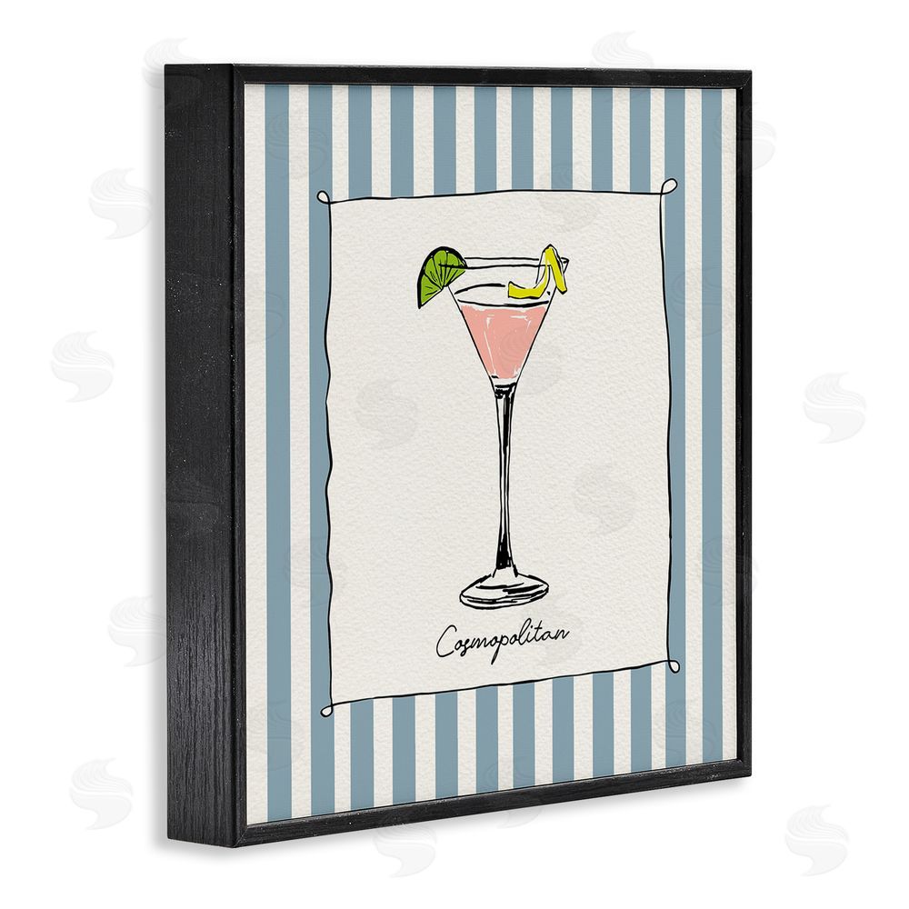 Susan Jill Cosmopolitan Summer Stripes Black Framed Giclee Wall Art Print