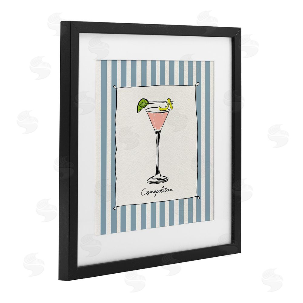 Susan Jill Cosmopolitan Summer Stripes Black Framed Print Under Glass Wall Art