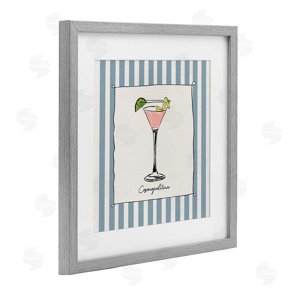 Susan Jill Cosmopolitan Summer Stripes Gray Framed Print Under Glass Wall Art