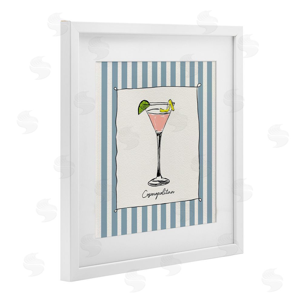Susan Jill Cosmopolitan Summer Stripes White Framed Print Under Glass Wall Art