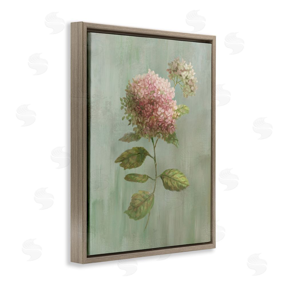 Nan Vintage Hydrangea Bushel Brown Floating Framed Canvas Wall Art Print