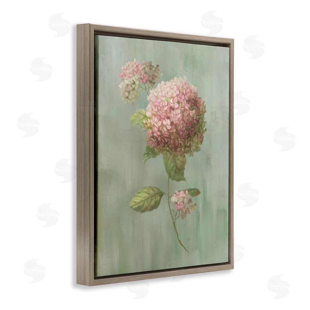 Nan Single Hydrangea Bushel Brown Floating Framed Canvas Wall Art Print
