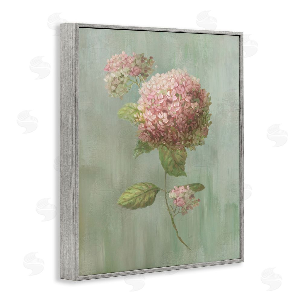 Nan Single Hydrangea Bushel Gray Framed Giclee Wall Art Print