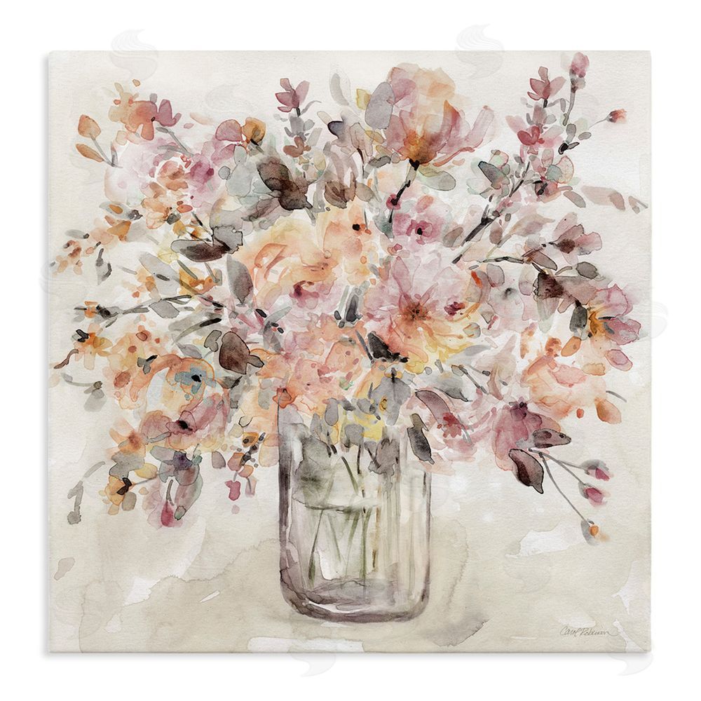 Carol Robinson Fluid Petals Watercolor Bouquet Stretched Canvas Wall Art