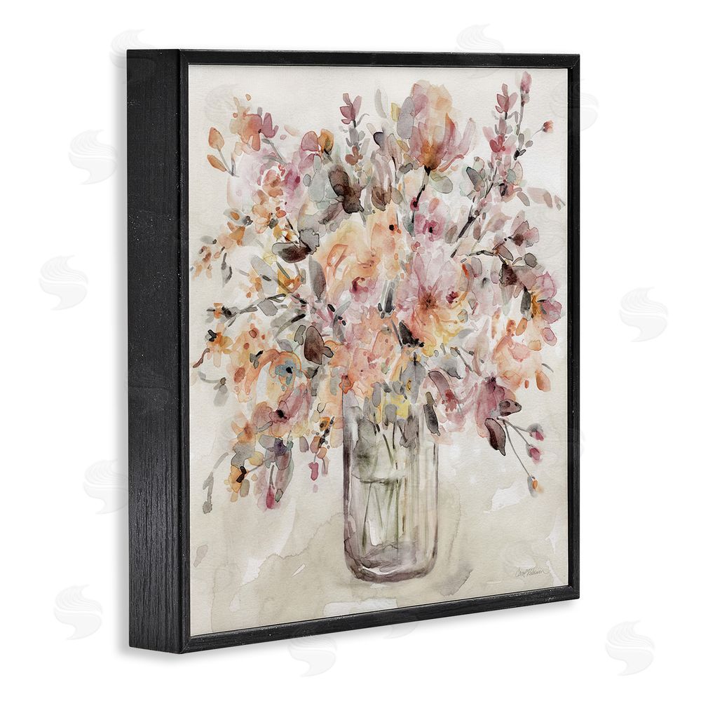 Carol Robinson Fluid Petals Watercolor Bouquet Black Framed Giclee Wall Art