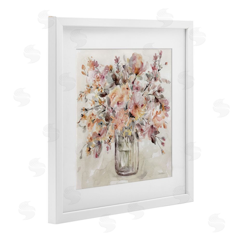 Carol Robinson Fluid Petals Watercolor Bouquet White Framed Print Under Glass Wall Art